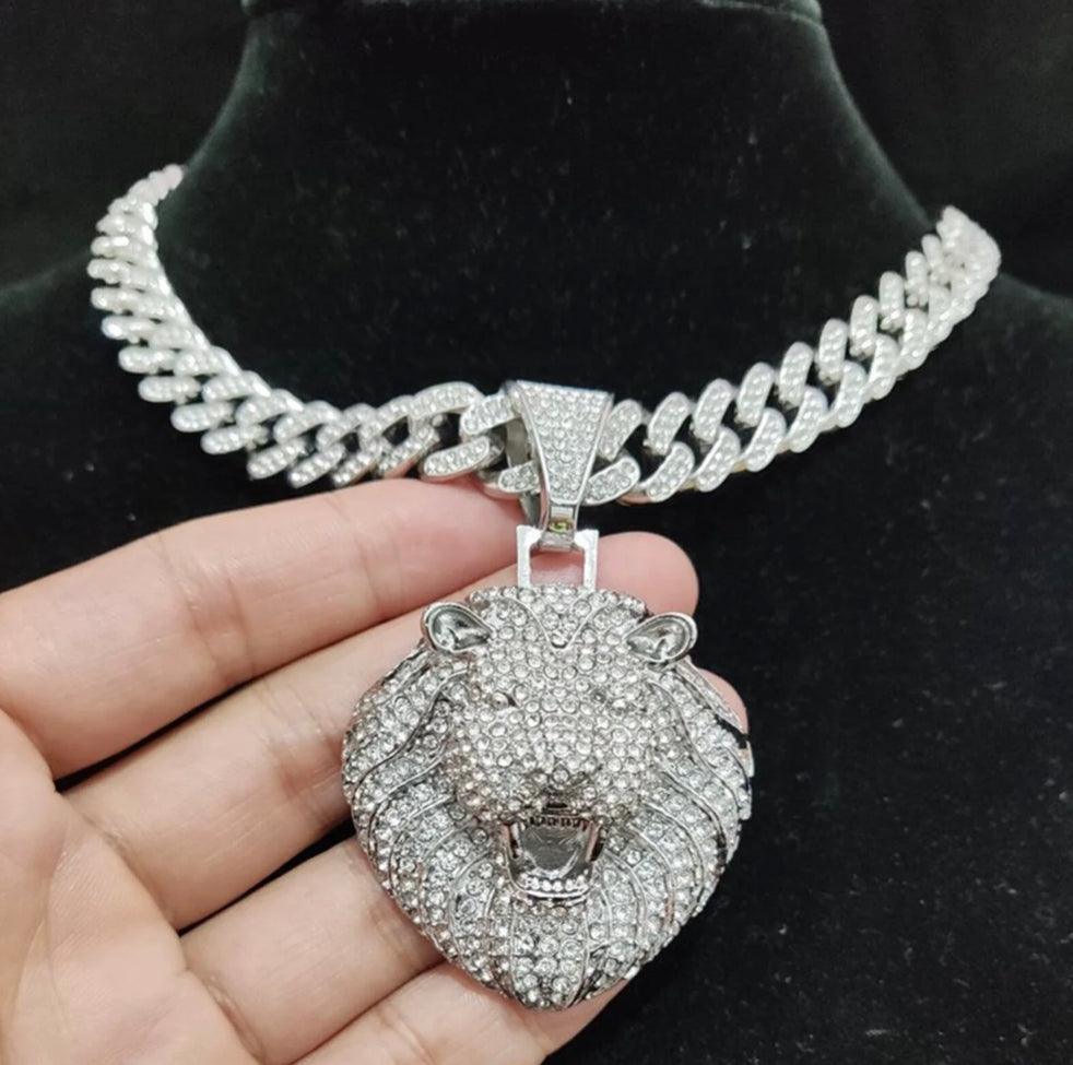 ICED ROARING LION NECKLACE - GLACIFY